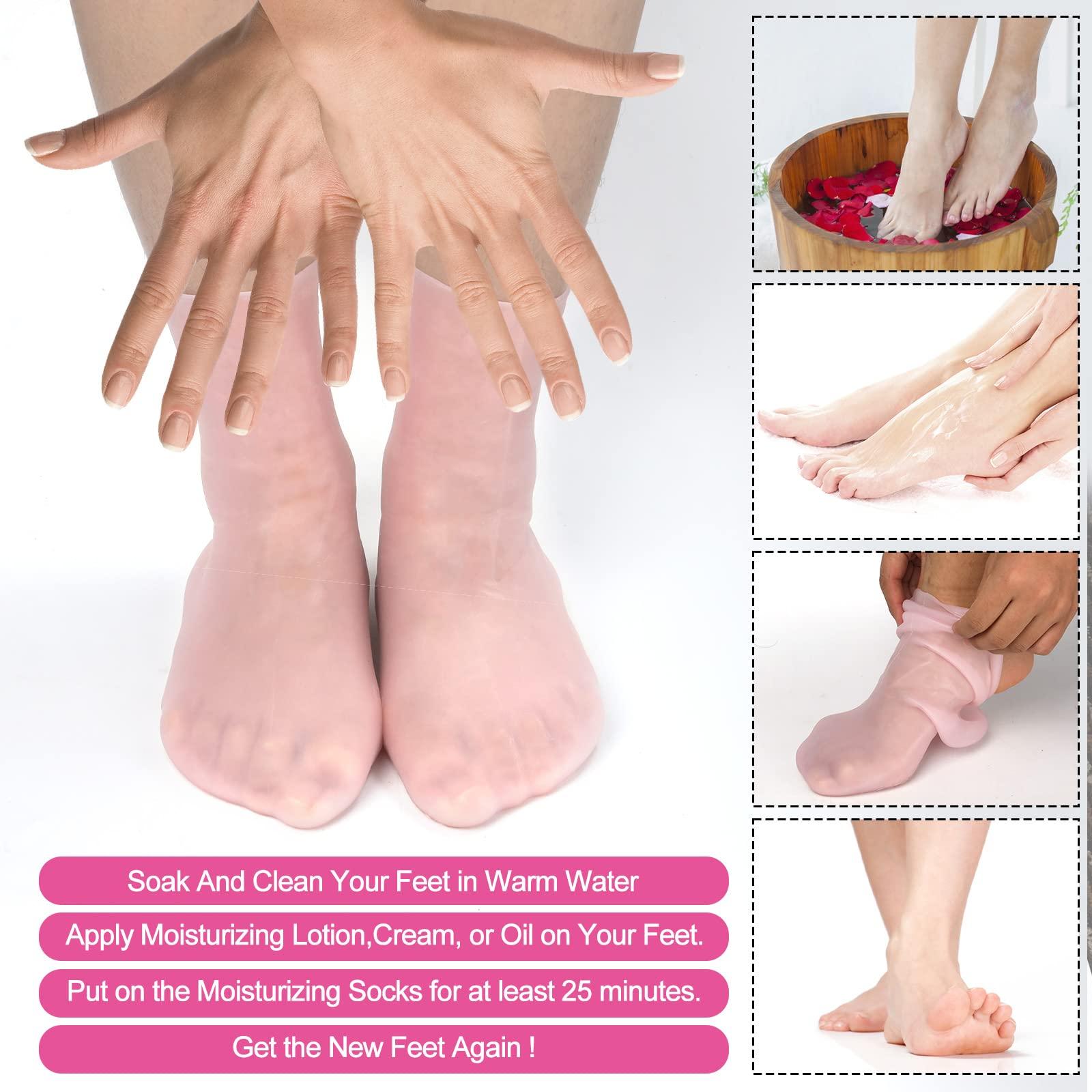 LUTER 2pcs Moisturizing Socks, Soft Silicone Socks Foot Moisturizing Socks Comfortable Gel Socks for Women Moisturizing Feet Softens Prevents Cracking