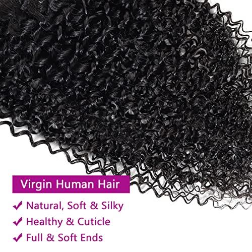 R RACILY HAIR Kinky Curly Clip In Hair Extensions Human Hair 1 Set 3C 4A Curly Wave Clip Ins Full Head for Black Women Brazilian Remy Human Hair Natural Color Double Weft Long 8 Pieces/Lot 135g (20", Curly)