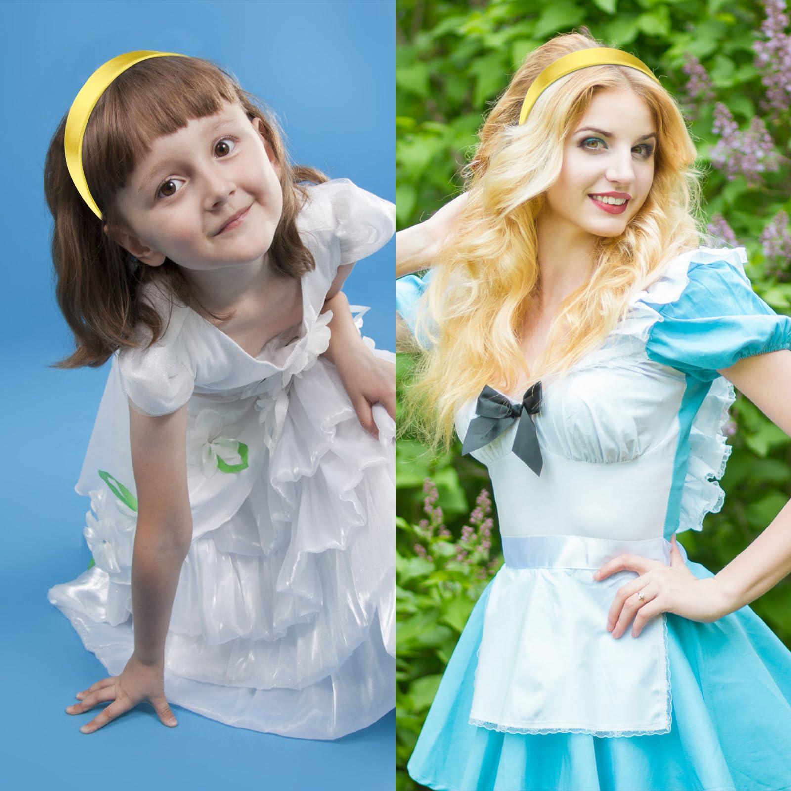 VELSCRUN VELSCRUN Yellow Headband for Women Girls 1.6 Inch Wide Headbands Satin Head Bands for Womens Hair Solid Simple Holiday Hair Bands Cosplay Halloween Hair Accessories Gifts for Mothers Sisters