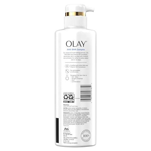 Olay Olay Skin Solutions Hydrating Body Wash for Women with AHA/BHA Complex, 17.9 fl oz (Pack of 4)