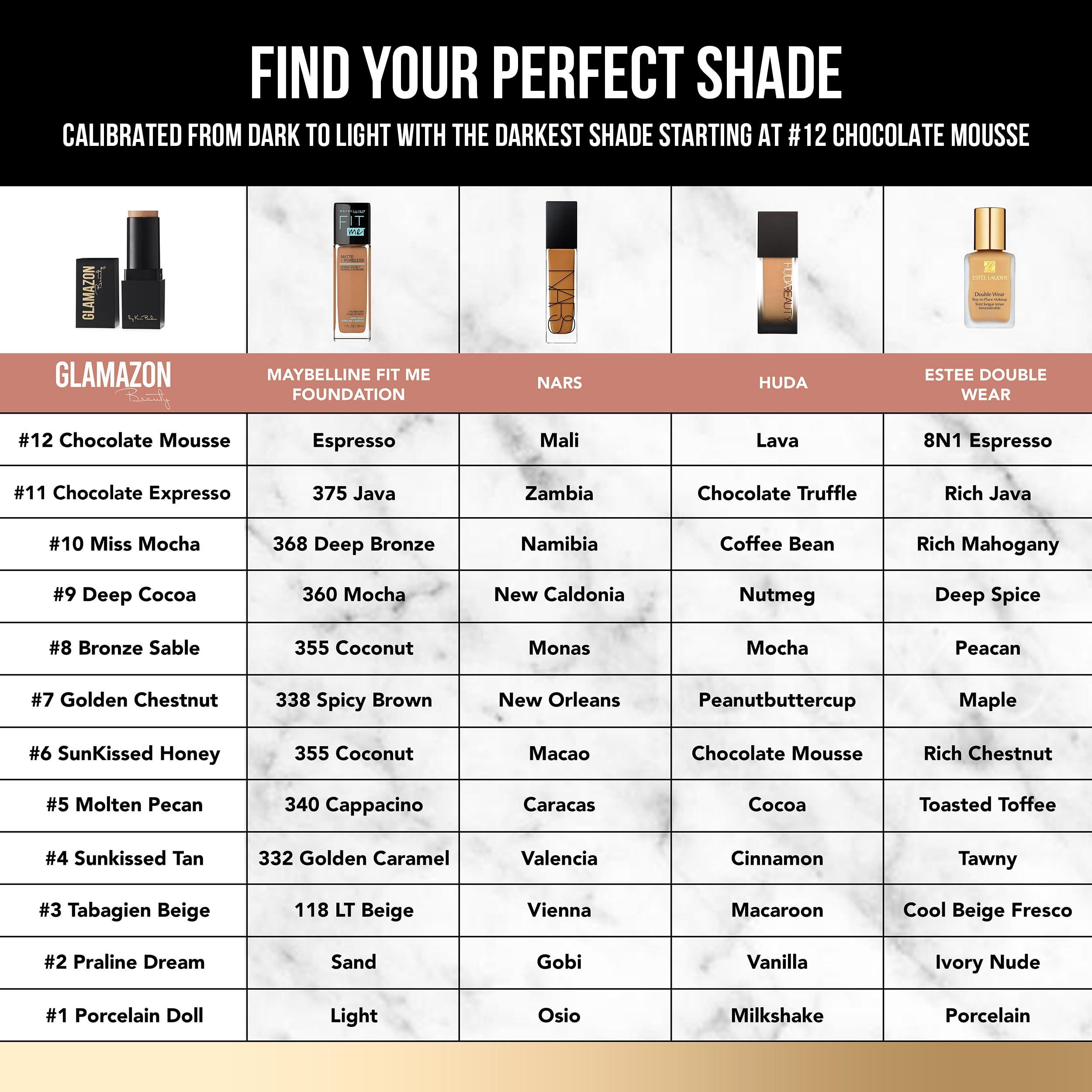 Glamazon Beauty Glamazon Second to None Foundation Stick, Miss Mocha, Light-to-Full Coverage, Weightless Makeup With a Glowy Natural Finish