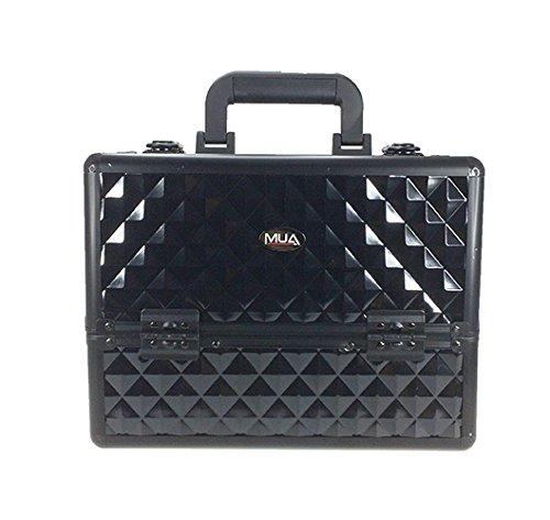 MUA Professional Makeup Artist Travel Cosmetic Train Case w/ 3 Tier Side Extendable Trays Aluminum Hard Case