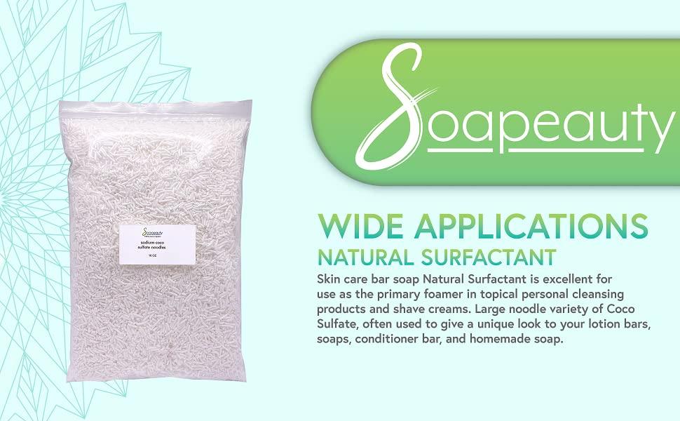 Soapeauty Soapeauty Coconut Oil SCS Noodles Surfactant for Skin Care Products - Sodium Coco Sulfate Noodles for Shampoo Conditioner Set, Soap Making Supplies, Body Lotion - 8 OZ