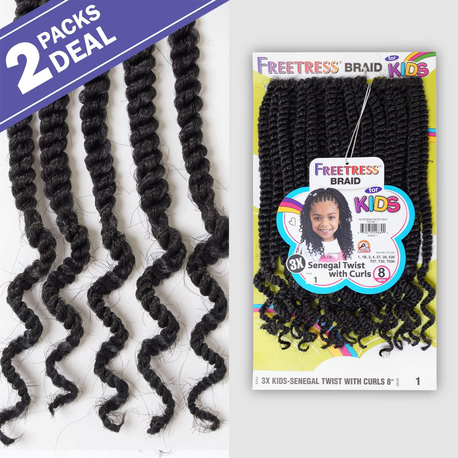 FREE TRESS FreeTress Crochet Braids 3X Kids Senegal Twist with Curls 8" (2-PACK, 30)