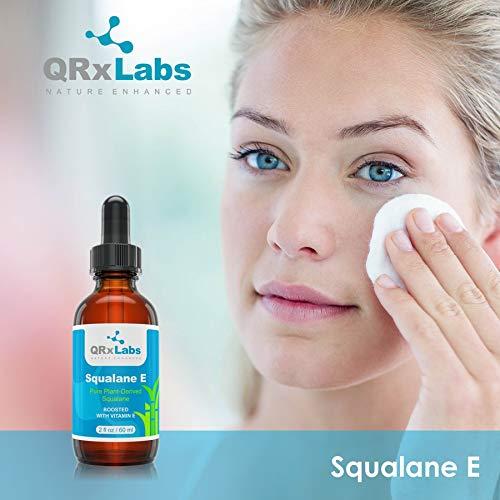 QRxLabs QRxLabs Pure Plant-Based Squalane Oil with Vitamin E (2 oz) - Organic ECOCERT/USDA Certified Squalane from Sugarcane - Moisturizer for Face, Body, Skin & Hair