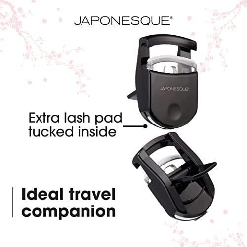 JAPONESQUE JAPONESQUE Travel Eyelash Curler, Black, Pack of 2 - Plastic Eyelash Curlers for Travel Makeup - Comes with Bonus Replacement Lash Pad - 2 Pack