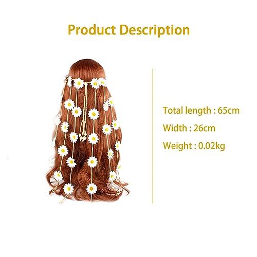 RUIFUU RUIFUU 2Pcs Flower Headband Hippie Flower Crown Sunflower Hair Accessories 60s 70s Outfits Bohemian Hair Bands Women Girls Flower Headdress Cosplay Costume Hair Accessories