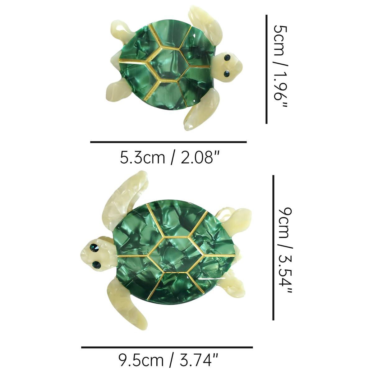 OMG Decor Fashion Double Sea Turtle Hair Clip,Acetate Hair Claw,Small Hair Clips for Women,Pack of 2,Emerald Green