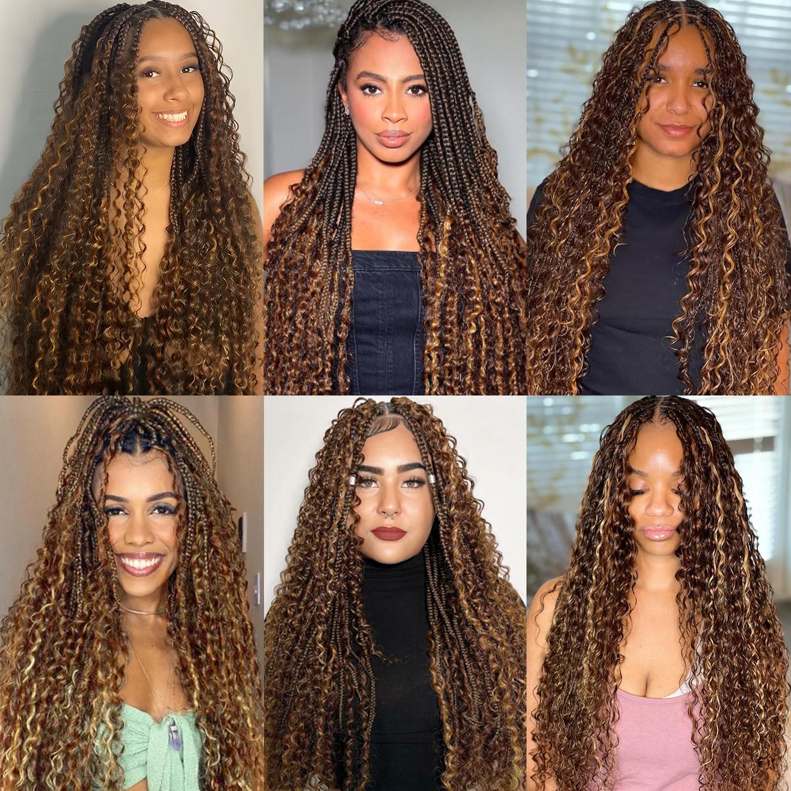 PiPiHA Boho Braids Human Hair Knotless Human Braiding Hair 14 Inch 4/27 Ombre Water Wave Bulk Human Hair for Braiding Wet and Wavy No Weft 2 Bundles Human Hair Extensions (4/27# 14 Inch)