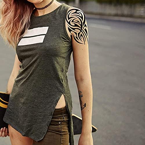 Tatodays Tatodays Temporary tattoo Hawaiian Maori shoulder stick on black Maori tribal body art sticker transfer for arms shoulder Aztec Polynesian Samoan for adult men and women luau fancy dressparty