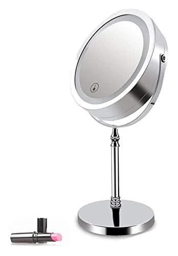 Eliveshown Eliveshown Countertop Vanity Mirrors LED Lighted Makeup Vanity Mirror with A Non-Slip Pedestal 7 Inches Double-Sided 10X Magnifying
