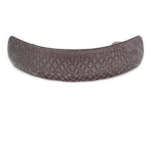 Avalaya Avalaya Taupe Snake Print Acrylic Square Barrette/Hair Clip in Silver Tone - 90mm Long