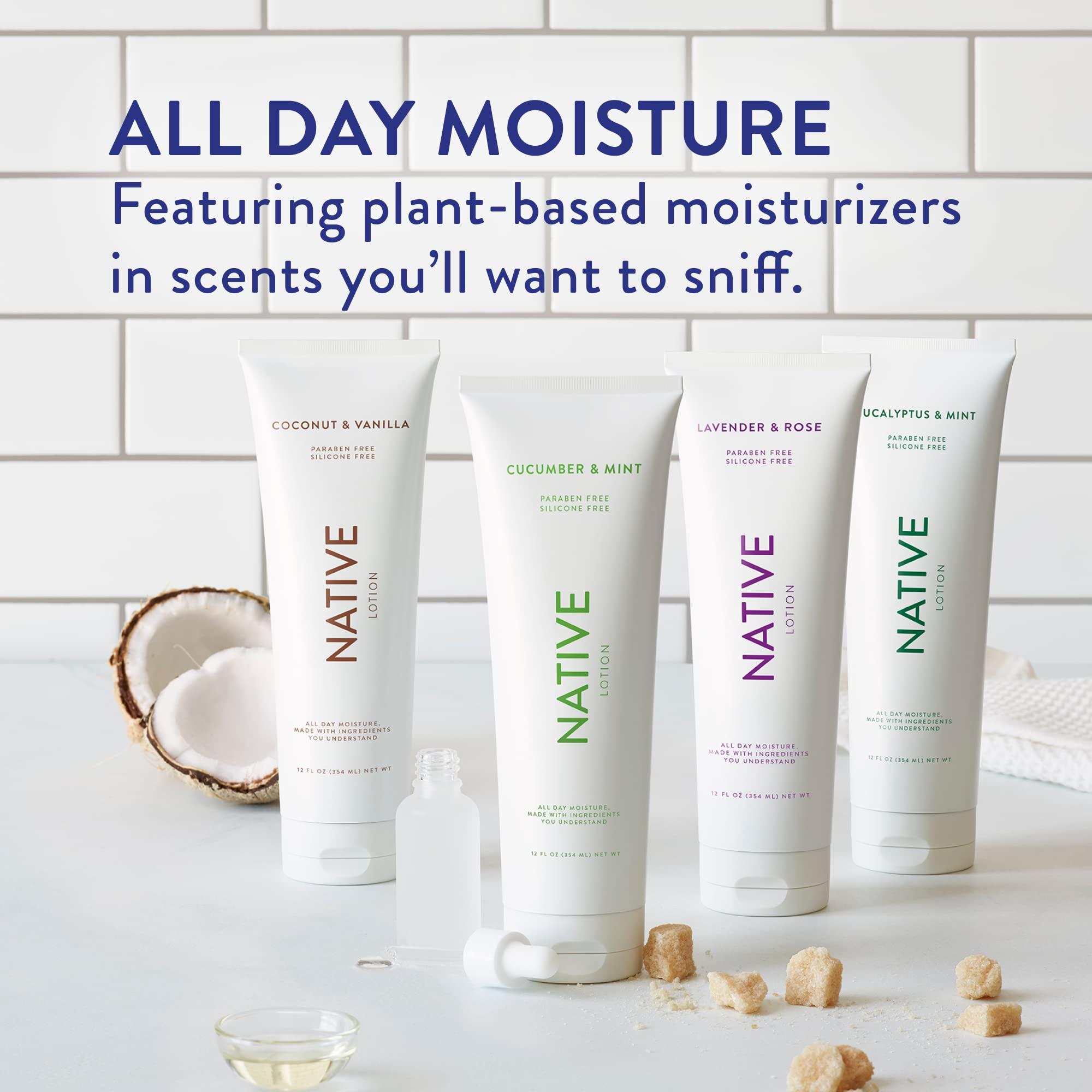 Native Native Body Lotion Contains Naturally Derived Ingredients | for Women and Men, Body Moisturizers for Dry Skin | Cucumber and Mint, 12 fl oz