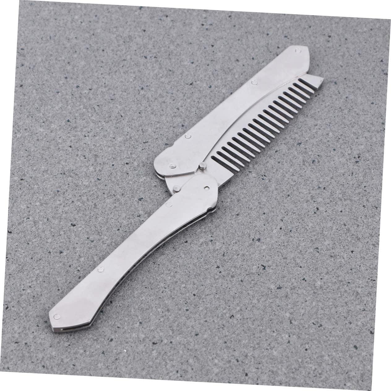 Hemoton Hemoton Men\'s Stainless Steel Mustache Styling Brush Hair Comb for Men Beard and Mustache Combs Set Anti-Static Portable Folding Tool for Home and Salons