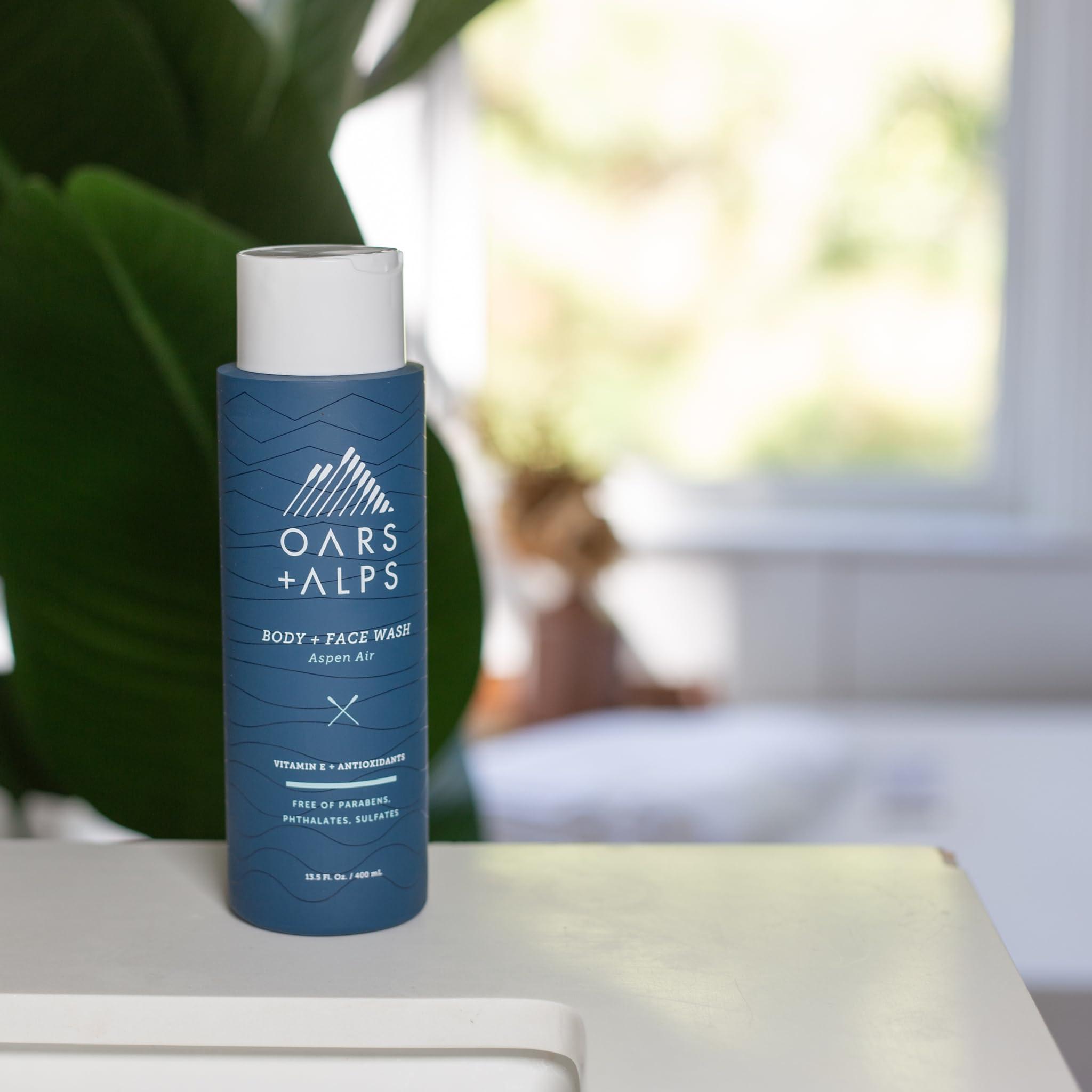 Oars + Alps Oars + Alps Mens Moisturizing Body and Face Wash, Skin Care Infused with Vitamin E and Antioxidants, Sulfate Free, Aspen Air, 2 Pack