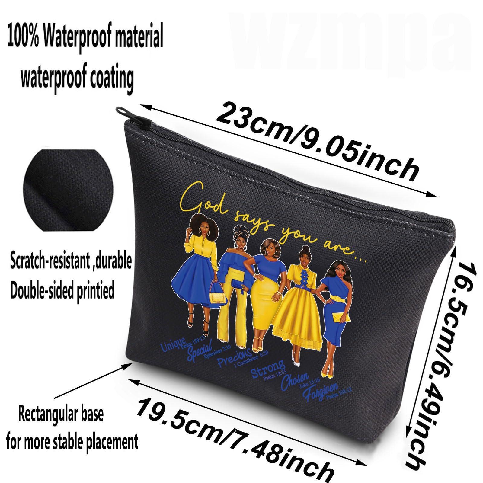 WZMPA WZMPA Sigma Gamma Rho Cosmetic Makeup Bag Greek Sorority Gift God Says You Are Sorority Makeup Zipper Pouch Bag 1922 SGR Paraphernalia (God Says SGR-BL)