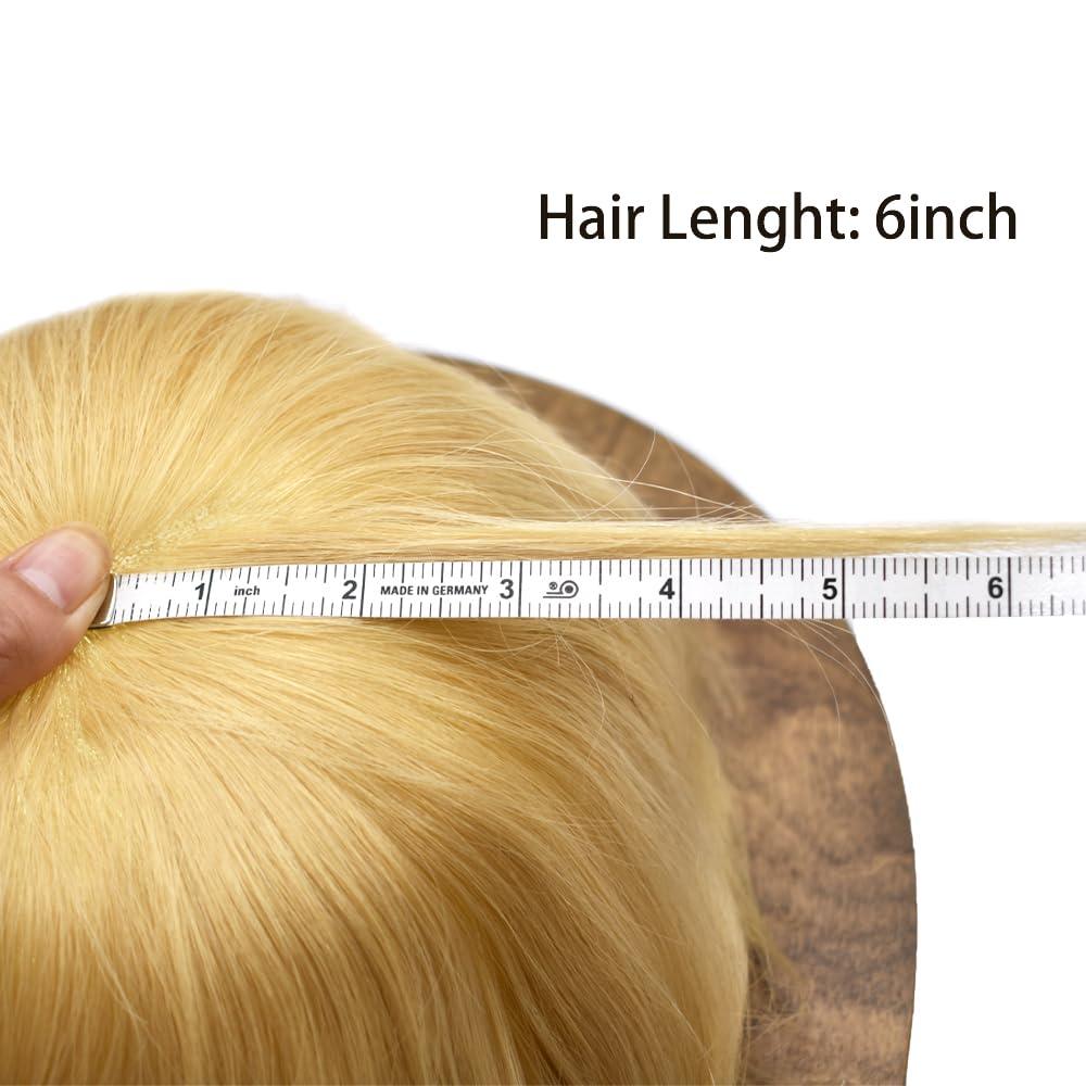 Curve Hair Curve Hair Toupee for Men Human Hair Replacement System Fine Mono Mens Toupee Hair Piece Unit Durable Poly Skin Monofilament Wigs for Men (#22R, 6\'\'X8\'\')