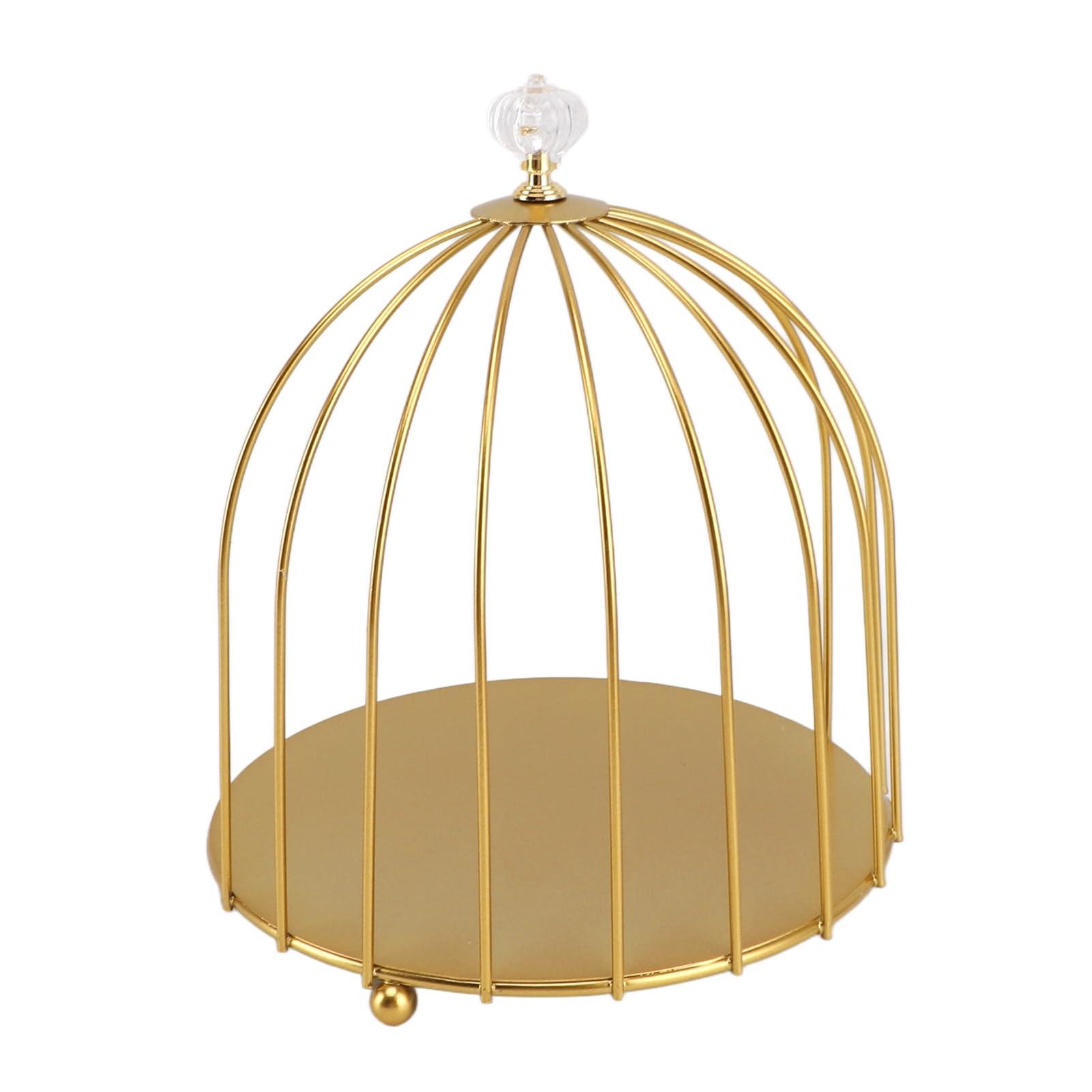 Generic Gold Bird Cage Makeup Display Stand, Iron Multifunctional Cosmetic Organizer for Bathroom, Space Saving Birdcage Shelf for Toiletries (Single Layer)