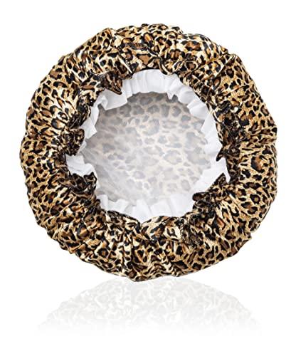 Thank God It's Natural tgin Slip Free Satin Bonnet for Women - Protective - Wavy - Natural Hair - Curly Hair - 3 Pack (Pink, Black, Leopard Print)