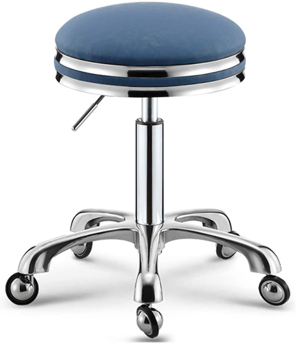 DYCIN Rolling Stools with Wheels Heavy Duty Stainless Steel Hydraulic Rolling Salon Stool, Leather with Handle Height Adjustable Beauty Swivel Stools, for Shop Drafting Work Office Tattoo Stool