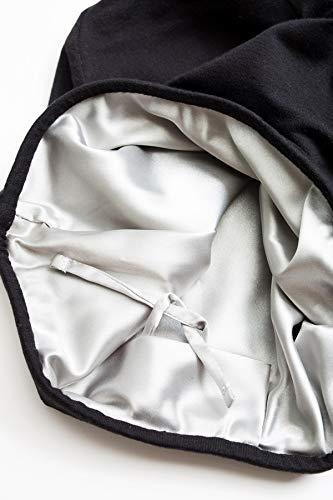 Grace Eleyae GE Grace Eleyae GE Women's Adjustable Satin Lined Sleep Cap Slap Hair Care Beanie Hat, Black