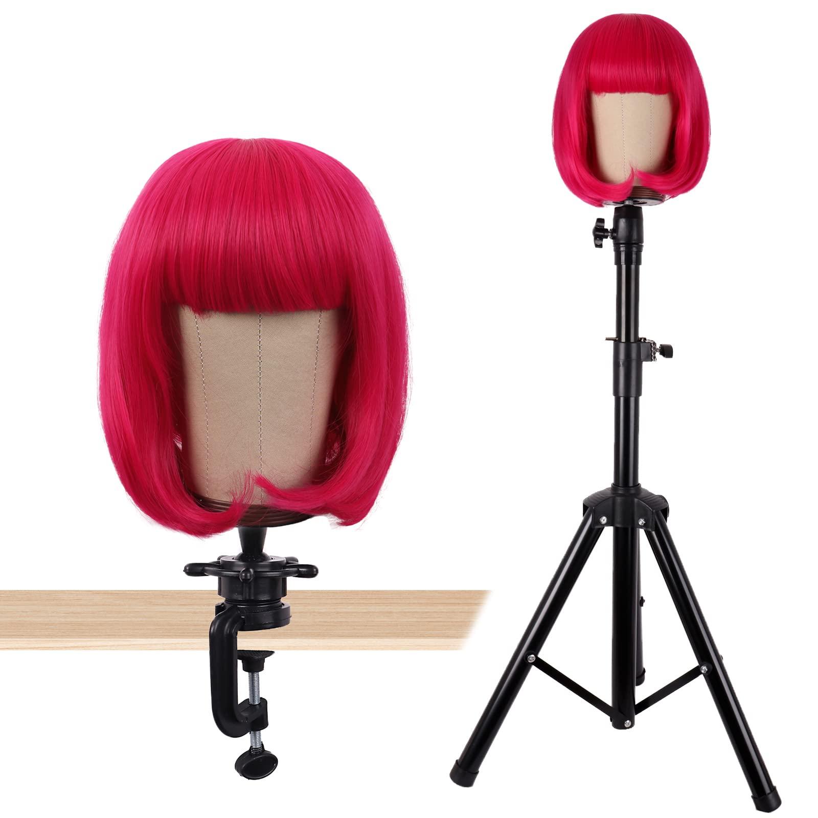 MapofBeauty MapofBeauty 24 Inch Wig Head Cork Canvas Block Head for Making Wigs Mannequin Head With Stand Head Pins (Brown)