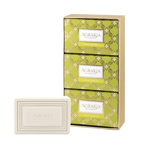 AGRARIA AGRARIA Luxury Bath Collection Lemon Verbena Bar Soap, Moisturizing Body Bar Soap, Shea Butter & Kukui Oil Bar Soap for Men and Women Gift Bundle