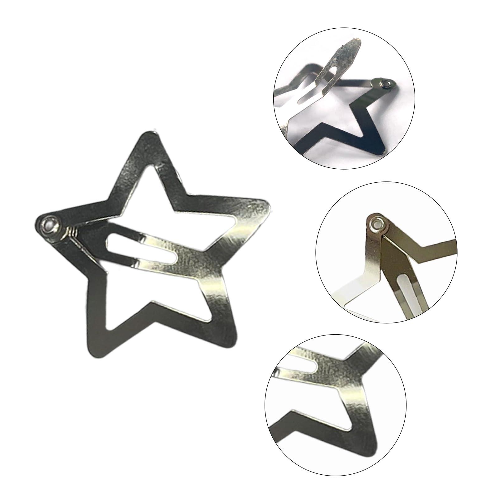 Nolang 24 PCS Star Hair Clips,Silver Star Barrettes for Girls,Non Slip Star Shaped Snap Hair Clip Accessories for Women (greenish pink)