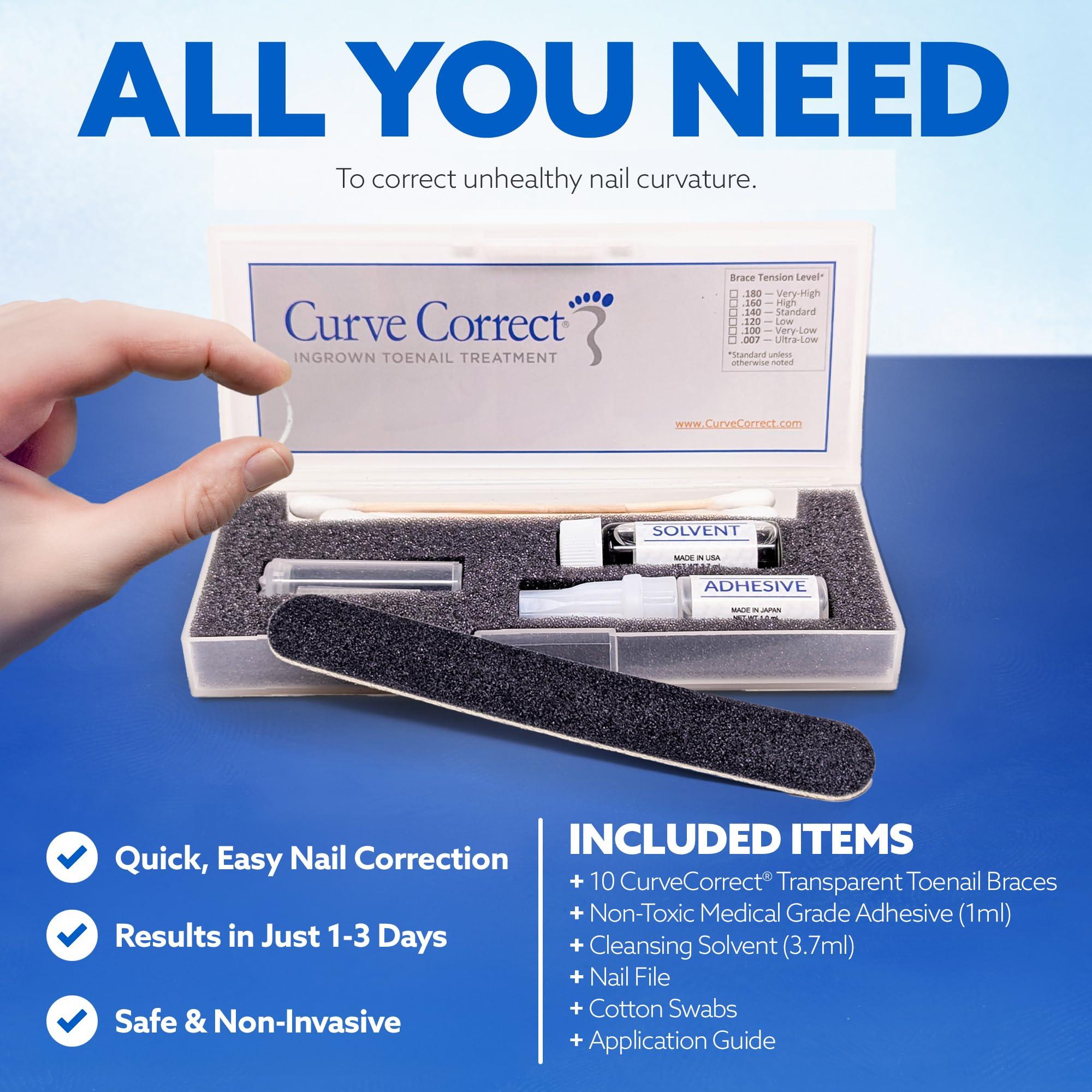 CurveCorrect CurveCorrect Ingrown Toenail Home Treatment | Ingrown toenail Correction kit, Includes Ten Standard Big Toe Nail Braces.