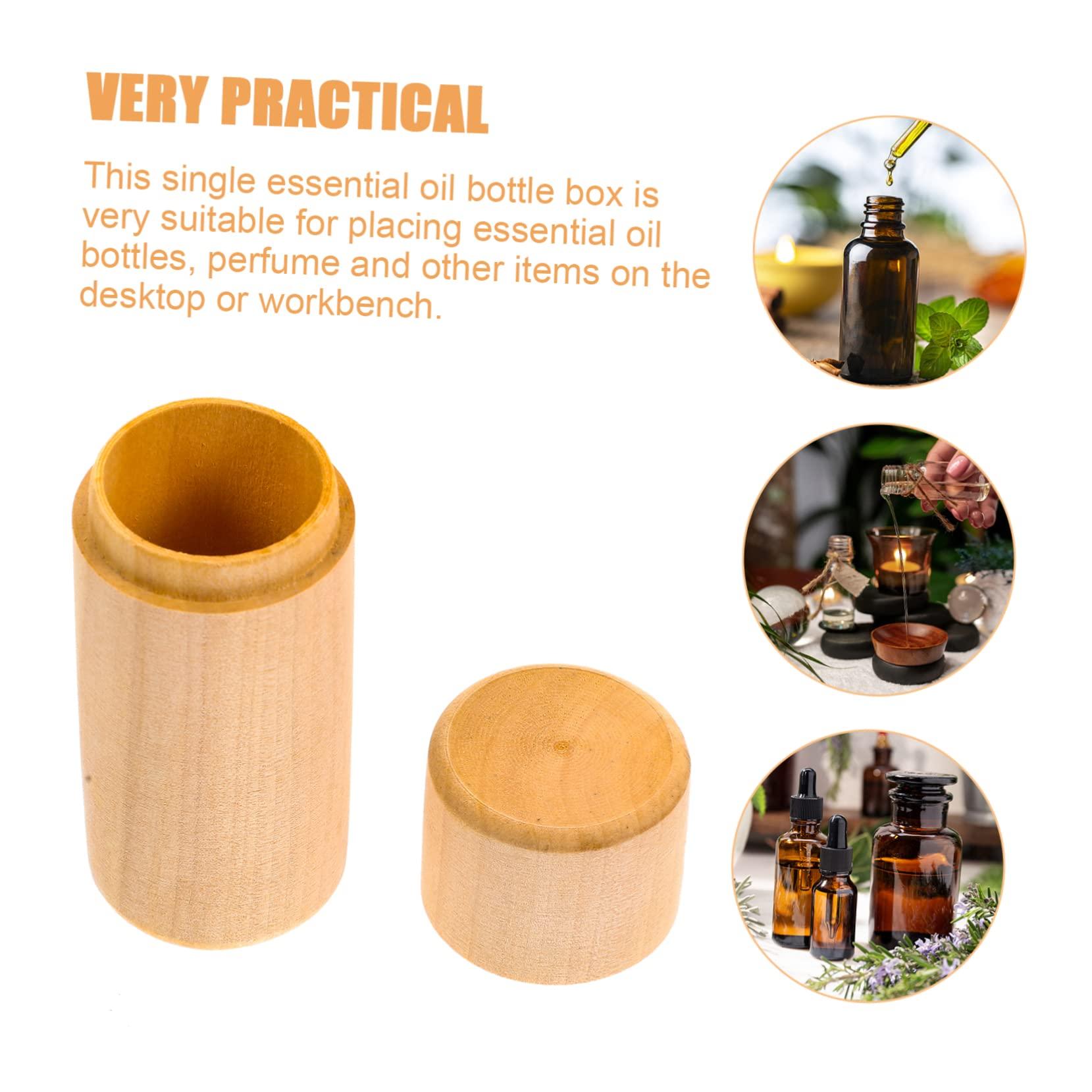 Cabilock Cabilock 2pcs Box Essential Oil Storage Box Essential Oil Box Holder Wooden Cylinder Box for Aromatherapy Oils