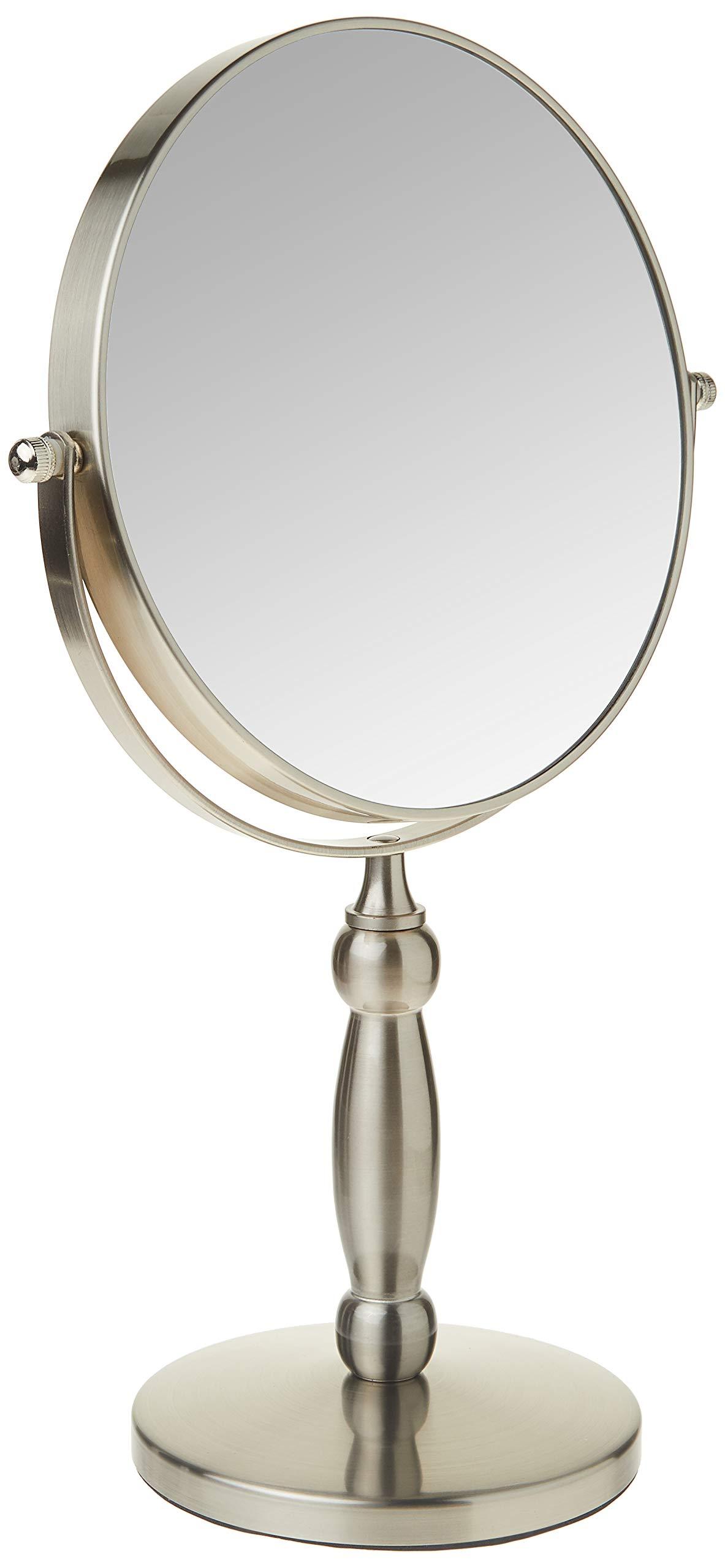 Floxite Floxite Dual sided 1x and 15x Vanity Mirror, Brushed Nickel