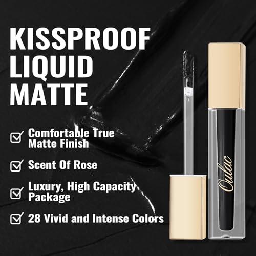 Oulac Oulac Black Lipstick for Women Halloween Makeup Matte Lipsticks, Highly Pigmented Color Lip Stain with Creamy Formula, Long Lasting, Waterproof, Vitamin E, Vegan, Cruelty-Free, M23