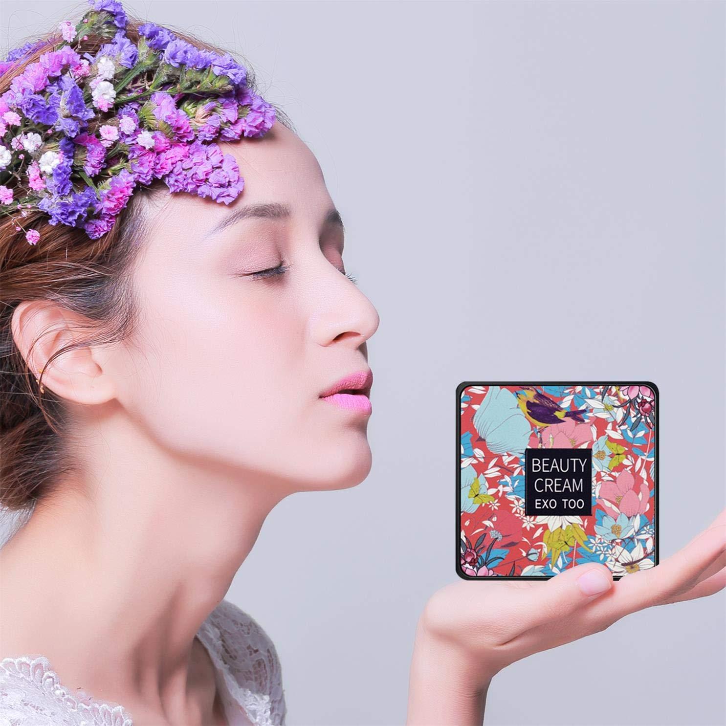 NUIBO 2PCS Mushroom Head Air Cushion CC Cream Foundation, Beauty Cream EXO TOO BB Cream, Moisturizing, Long Lasting, Matte, Light Weight, Waterproof Liquid Foundation with 2PCS Mushroom Head Sponges