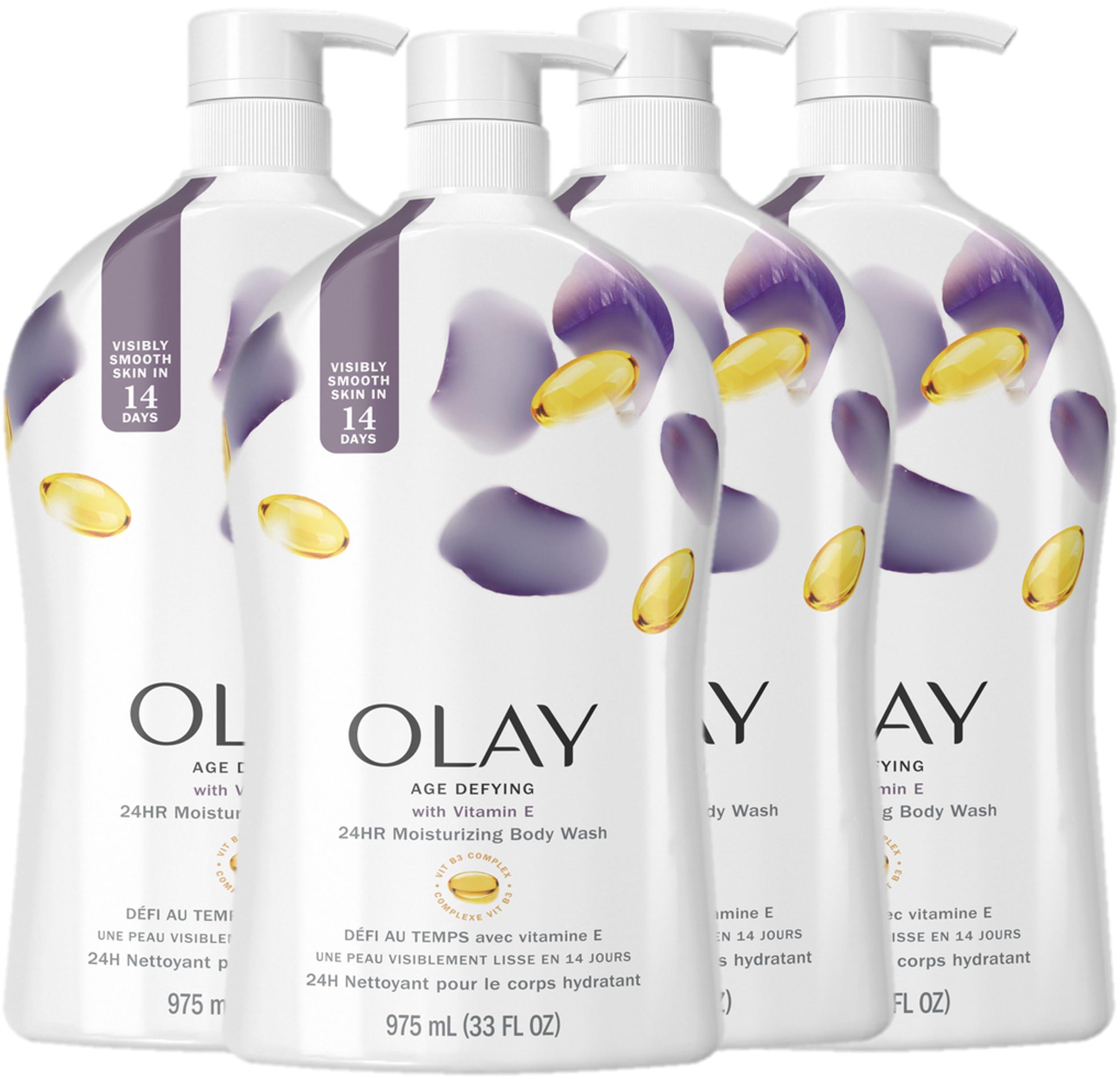 Olay Olay Age Defying Body Wash with Vitamin E for Women, 33 fl oz (Pack of 4)
