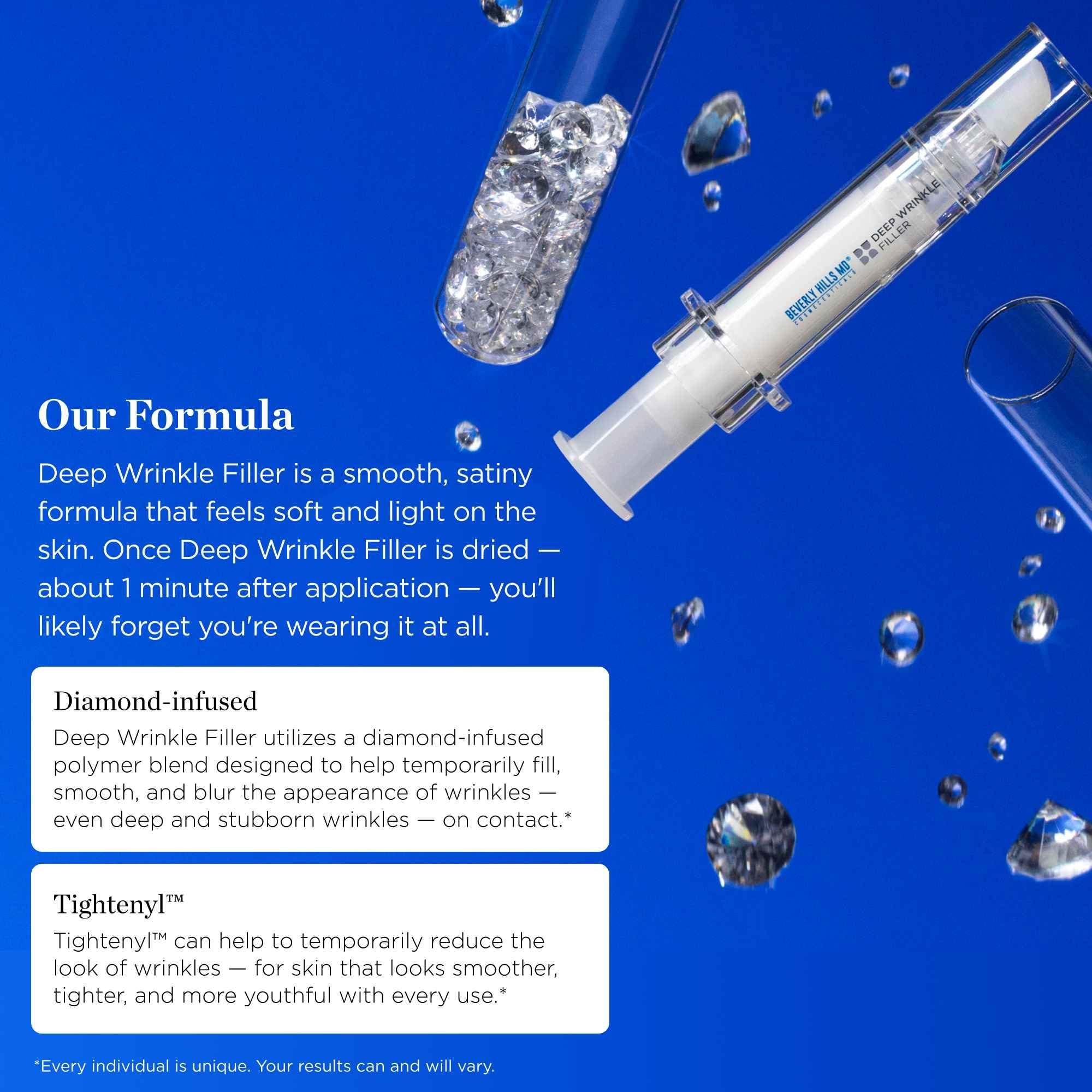 Beverly Hills MD Beverly Hills MD Deep Wrinkle Filler- Decrease Appearance of Deep Wrinkles on Contact, Anti-Aging Serum for Smooth, Lifted Complexion- Helps Correct Fine Lines & Creases w/Diamond Dust & Polymers