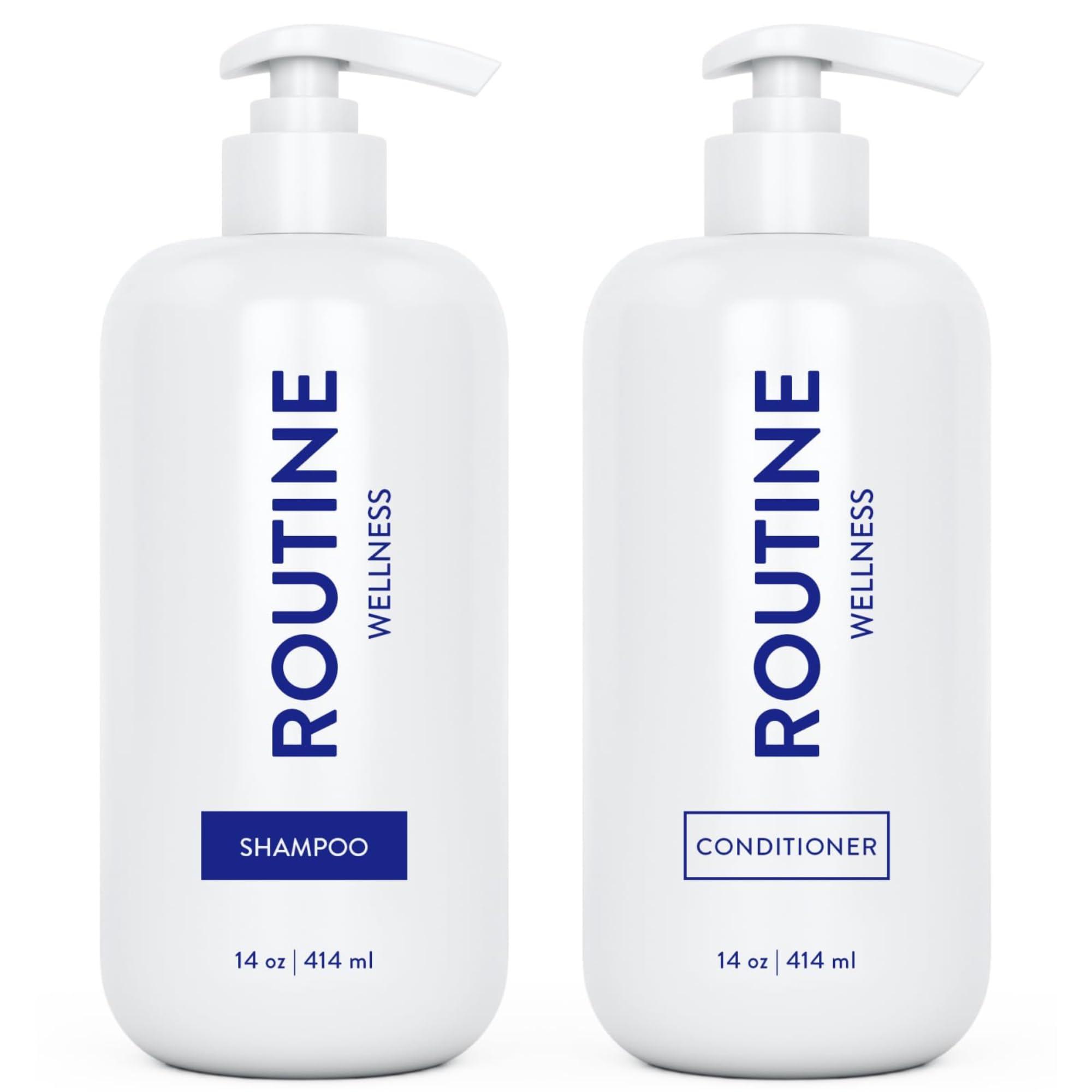 Routine Wellness Routine Wellness Shampoo and Conditioner Set and Hair Serum for Stronger Hair - Biotin | Color Safe | Sulfate-Free | Vegan | Clinically Tested | Nourishing Oils and Vitamins - Unscented