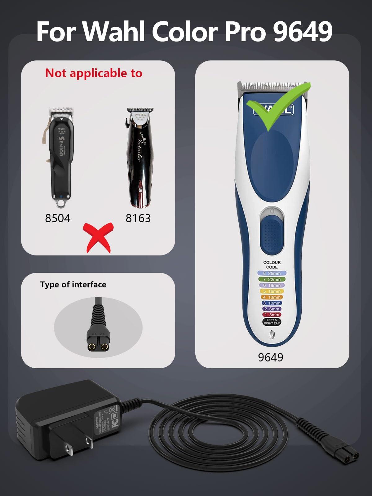 Mixyaceh Wahl Charger for Wahl 9649 Wahl Color Pro Cordless Rechargeable Hair Clipper & Trimmer Replacement Black 3.5V 1A Wahl Clipper Charger Cord Long 6FT- AC Adapter UL Listed