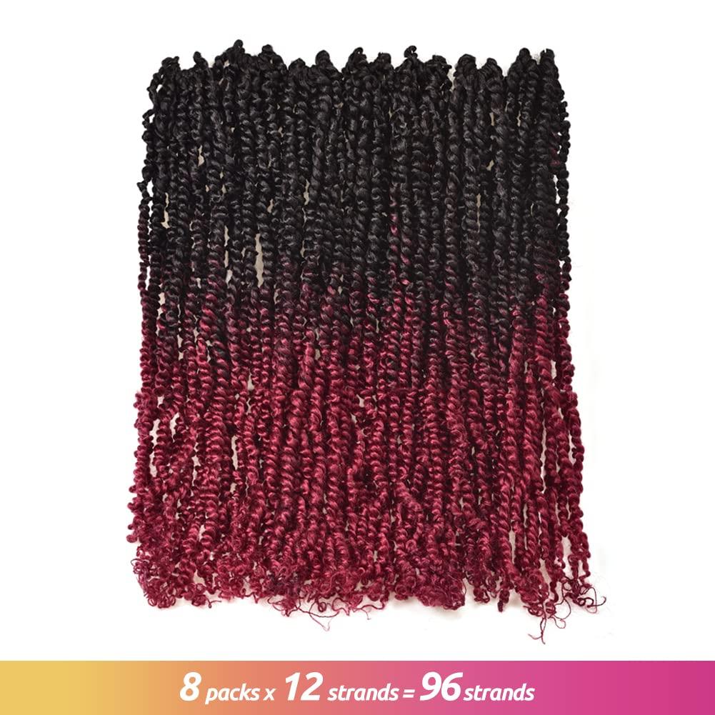 ToyoTress ToyoTress Tiana Passion Twist Hair - 20 Inch 8 Packs Ombre Burgundy Red Pre-Looped Pre-Twisted Passion Twists Crochet Braids Made Of Bohemian Hair Synthetic Braiding Hair Extension (20 Inch, OT118-8P)