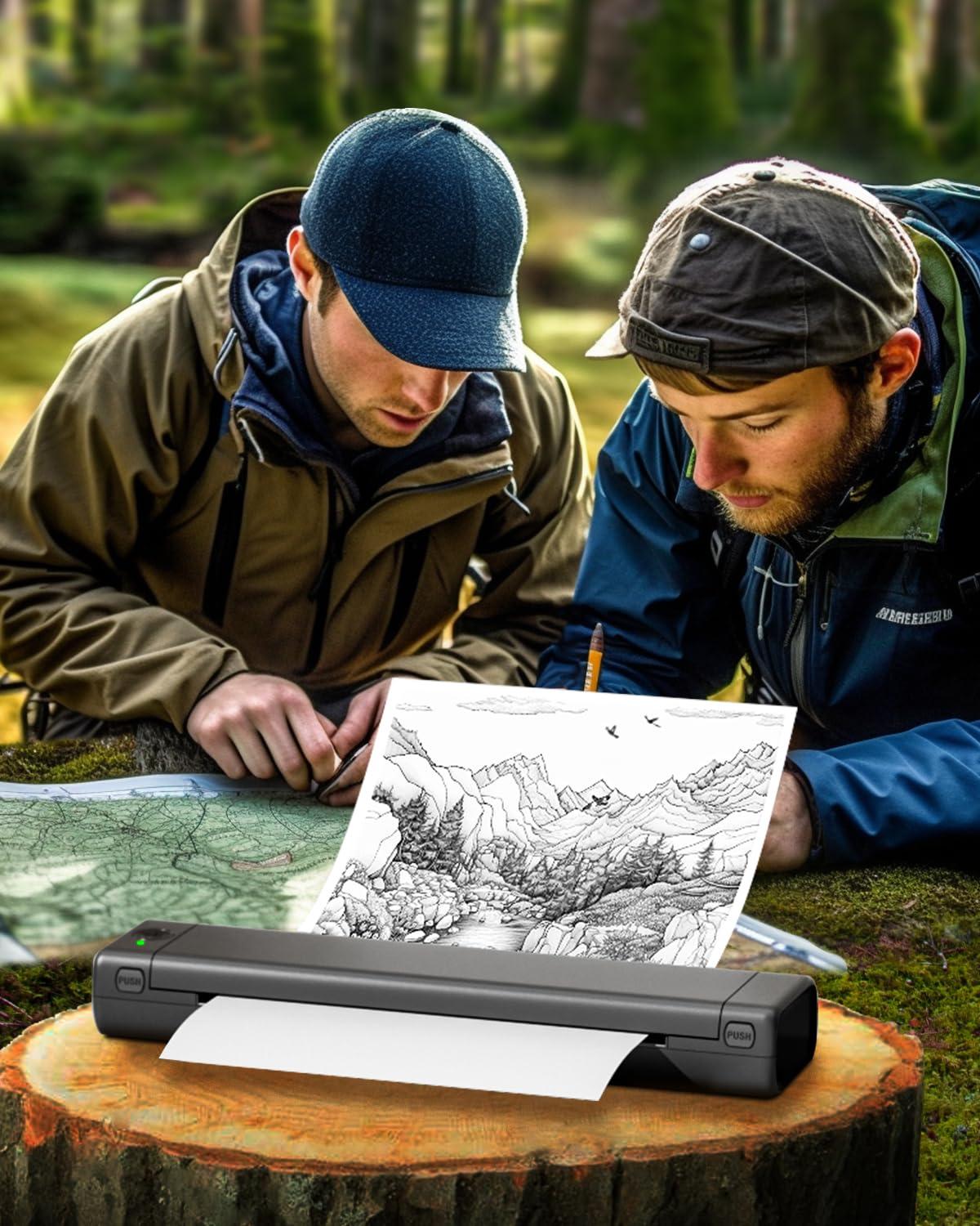 Phomemo Phomemo Wireless Portable Printer, Supports A4 8.27\"x11.69\", Inkless Mobile Printer Compatible with iOS, Android & Laptop, Portable Printers Wireless for Travel, Mobile Office, School, Home, Car