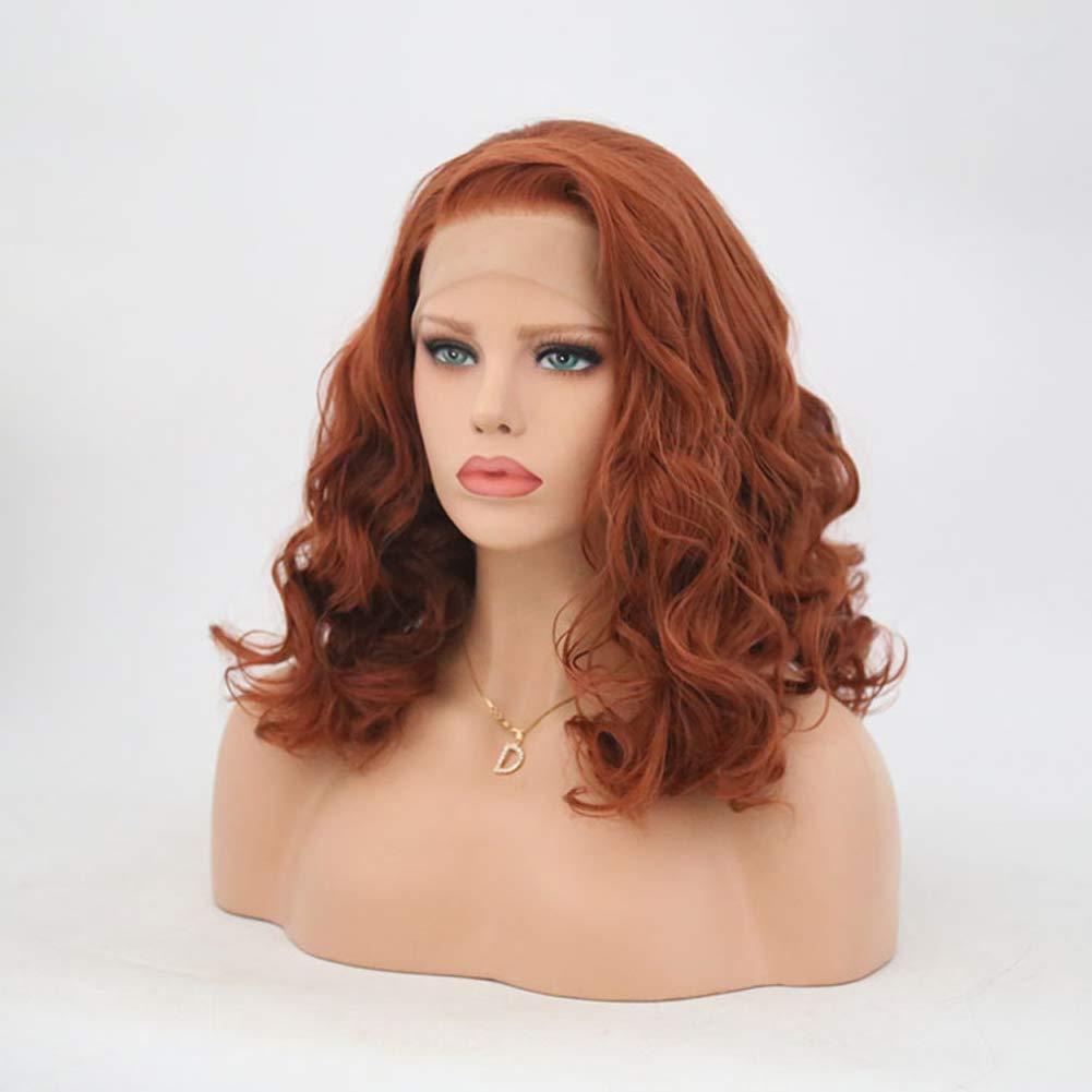 CNRO Hair CNRO Hair Auburn Wigs Short Wavy Lace Front Wigs Copper Red Synthetic Wig For Women Shoulder Length (Red Brown)