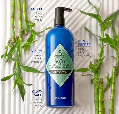 Jack Black Jack Black JackZen Renewing Body & Hair Cleanser, 3 Fl Oz Bamboo & Violet Mens Body Wash, Mens Shampoo, Skin Care, Hair Care, Dual-Purpose Body Wash Men, SulfateFree