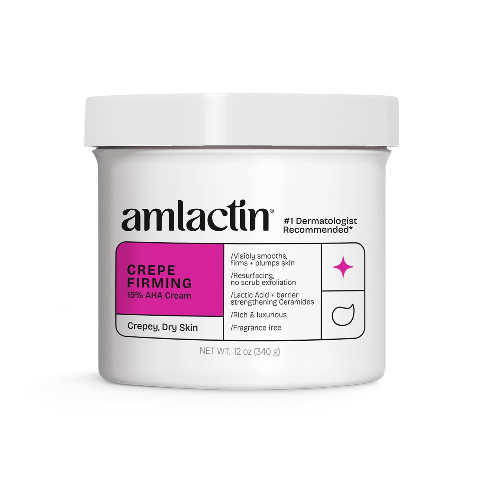 AmLactin AmLactin Crepe Firming Cream - 12 oz Body Cream with 15% Lactic Acid - Exfoliator and Moisturizer for Crepey, Dry Skin