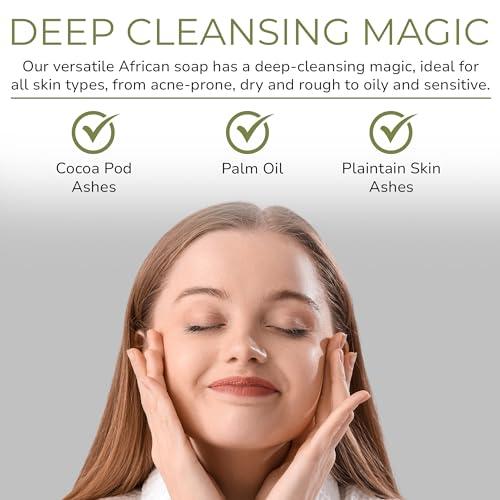 SaaQin SAAQIN - Raw African Black Soap for All Skin Types, Black Soap Ideal for Acne, Wrinkles, Make-Up Removal, Hair & Body, Natural Glycerin Black African Soap, African Black Soap Bar from Ghana, 5 Lbs