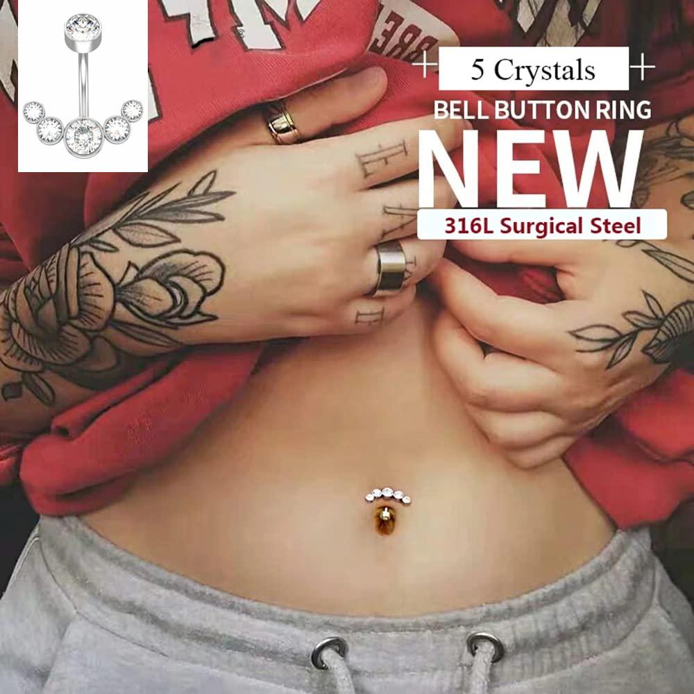 prgislew prgislew Belly Piercing Kit Navel Piercing Kit Professional Piercing Kit with 13G 14G Belly Button Ring Piercing Needles and Piercing Clamps for Belly Navel Ring Studs Piercing Set