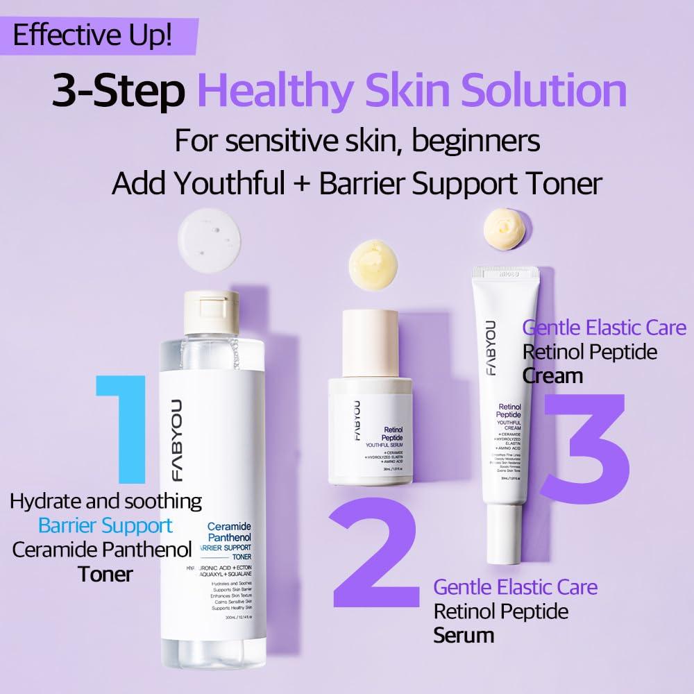 FABYOU Retinol Peptide Serum 1.01 Oz Anti-Aging, Hydrating & Firming for Wrinkles & Dark Spots, Gentle Retinol Serum for Face, Day & Night Korean Skincare