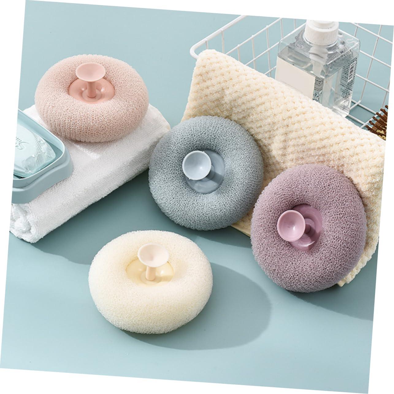 Baluue Baluue 4pcs Bathing Ball Scrubber Set Rich Foaming Loofahs for Shower Portable Bath Skin Scrubber Blood Tooth Impatiens Light Colors