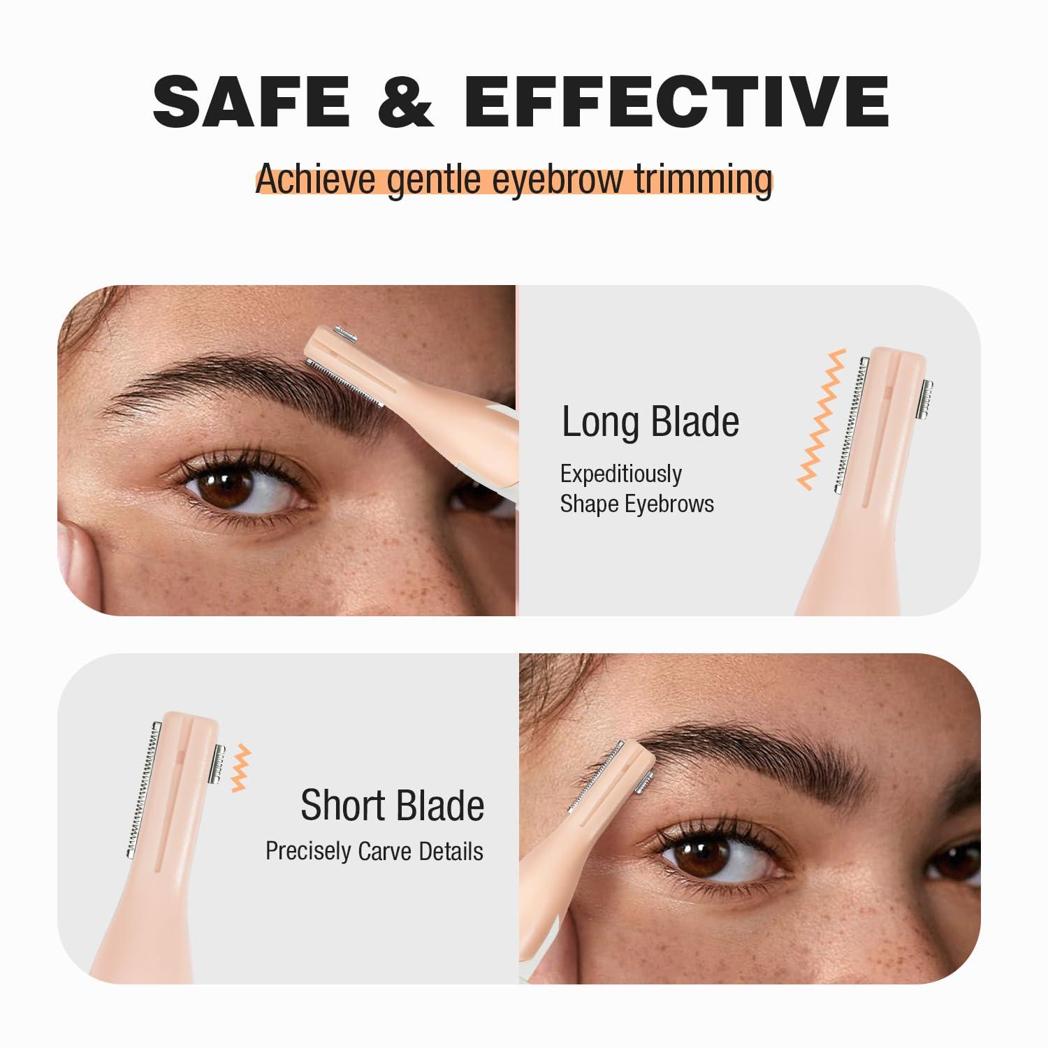 SUPRENT SUPRENT Women\'s Facial Hair Remover Eyebrow Trimmer with Pivoting Head - Rechargeable Eyebrow Razor Painless Facial Trimmer on Lips, Cheeks, Ears, Neck and Chin - Easy Cleaning - White