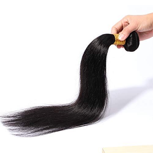 Hairro Hairro Unprocessed Human Hair Weft One Bundle 10 Inch Straight Sew in Virgin Hair Weave Extensions 100g Single Bundle Brazilian Hair for Black Women #1B Natural Black