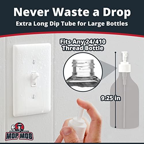 Mop Mob Leak Proof Fine Mist Spray Head 6 Pk. Plunger Sprayer Replacement Cap for Large Bottles, BPA-free 24/410 Thread Fingertip Pump Mister Top with 9.25 in. Tube for Home, Cleaning, Beauty + Hair Care