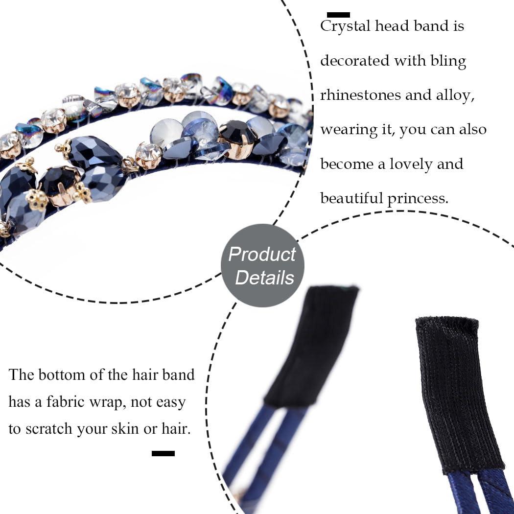 Urieo Urieo Crystal Double Layer Head Band Rhinestone Hair Bands Decorative Thin Headbands Party Prom Hair Accessories for Women